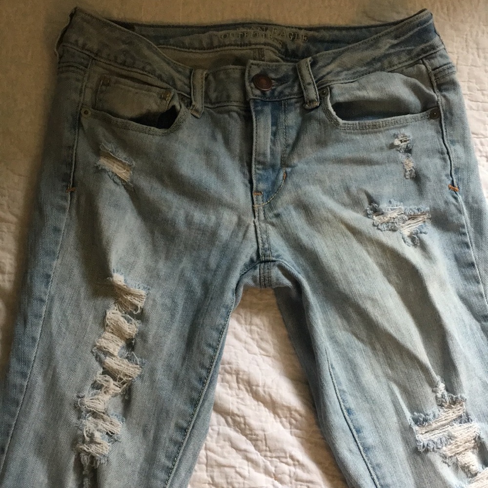 light wash ripped American Eagle jeans